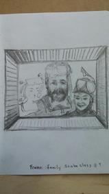 One of happiest moments as a family -  pencil on paper from photo