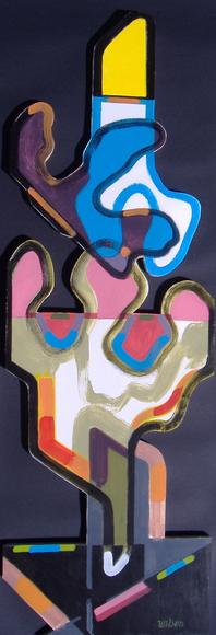 paint on wood, shaped paintings