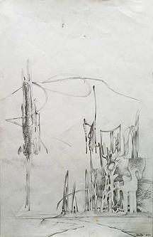 drawing on paper - study for Homage" painting